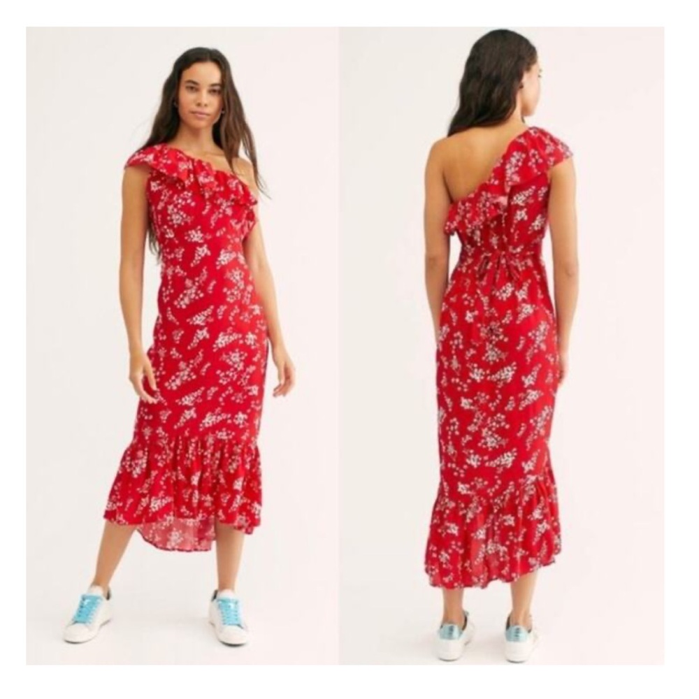 NWT Free People Rue Stiic Westcott One Shoulder Dress Sz L